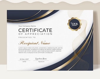 Modern Certificate of Appreciation Printable Appreciation Award Certificate Template Elegant DIY Editable Certificate Award  Download Jet058