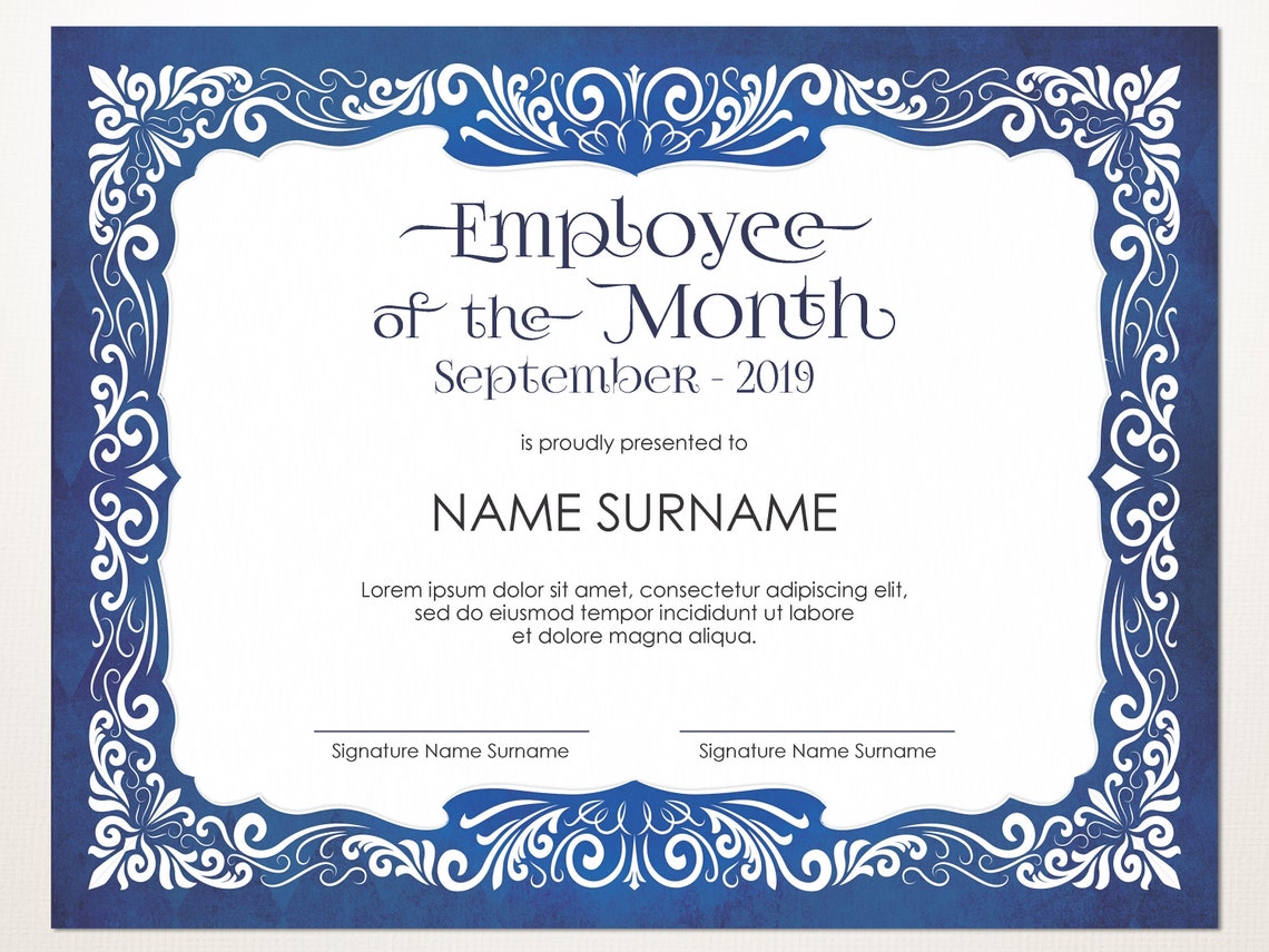 Employee Of The Month Certificate Template With Picture