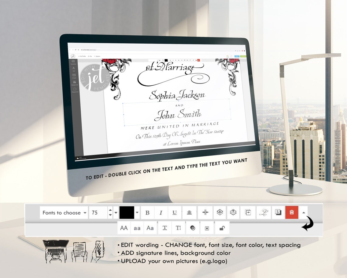 Gothic Wedding Editable Certificate Template Printable - Etsy