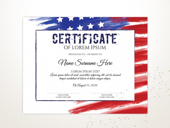 EDITABLE Certificate Template Independence Day Corporate | Etsy