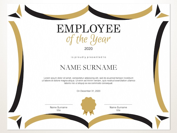 Employee of the YEAR Editable Template Editable Award Employee | Etsy