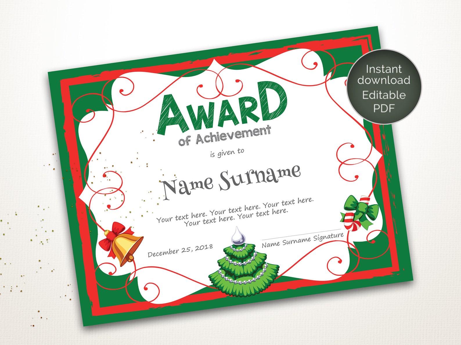 Kids Christmas Award Template EDITABLE Certificate Template Etsy Kids Christmas Award Template EDITABLE Certificate Template Etsy