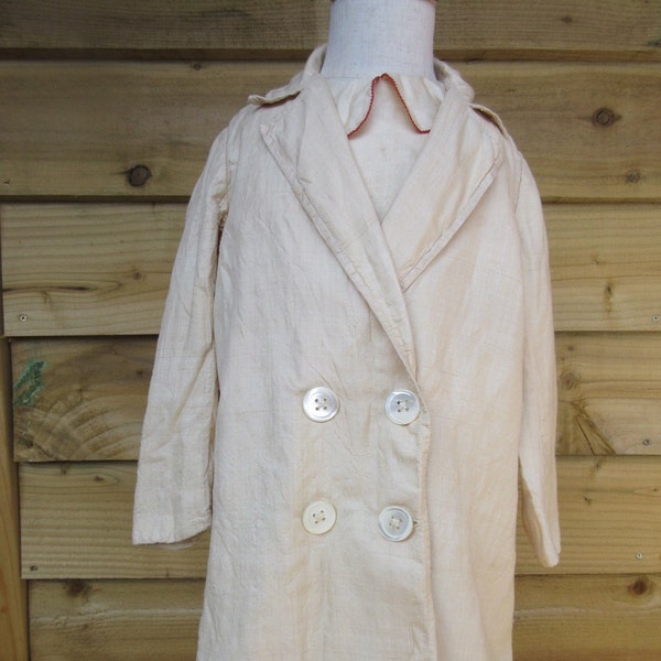 Antique Vintage Edwardian childs double breasted silk coat large mother of pearl buttons