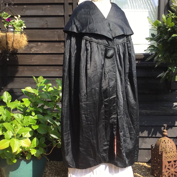 Art Deco black opera cape large collar cocoon opera cape