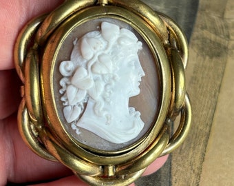 Antieke cameo broche pinchbeck Victoriaans