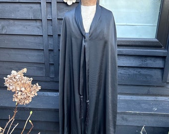 Antique black silk opera cape Edwardian 1920s patterned lining Robb Brothers Ltd Birkenhead
