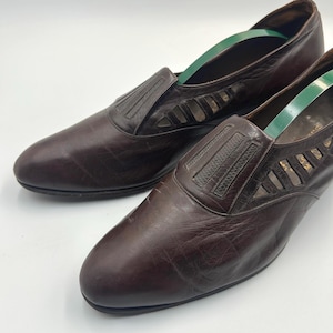 Edwardian 1910s 1920s brown leather shoes with cutouts & inserts J. Jacques 56 Long street Middleton