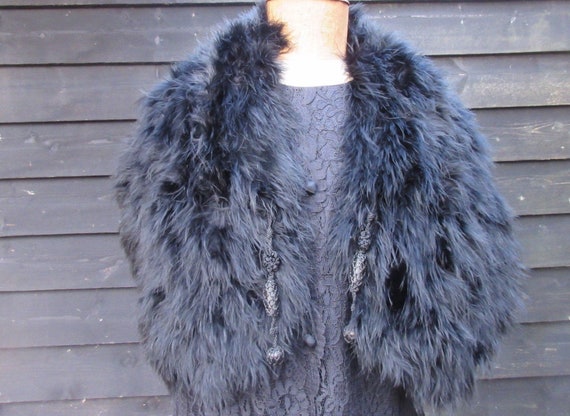 Vintage marabou stole 1920s 1930s black marabou st