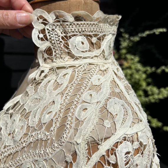 Antique Edwardian lace jacket hand worked ivory t… - image 4