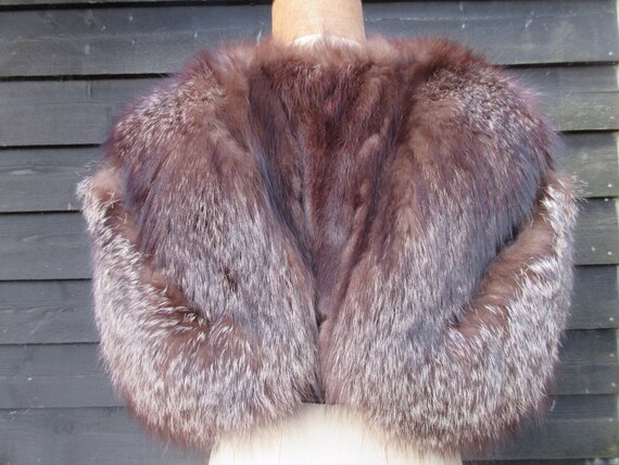 Vintage fox fur stole, 1930s fox fur cape, butterf