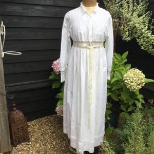 Vintage White Cotton Nightgown: Hand Sewn Crochet Lace Detail