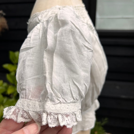 Antique corset cover blouse white cotton lace ver… - image 6