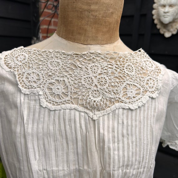 Antique corset cover blouse white cotton lace ver… - image 3