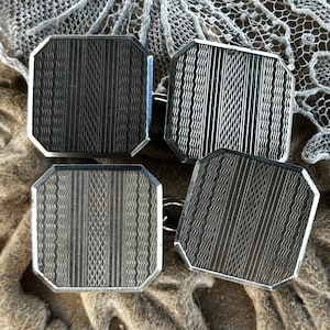Vintage cufflinks engine turned octagonal cuff links 9ct gold on silver