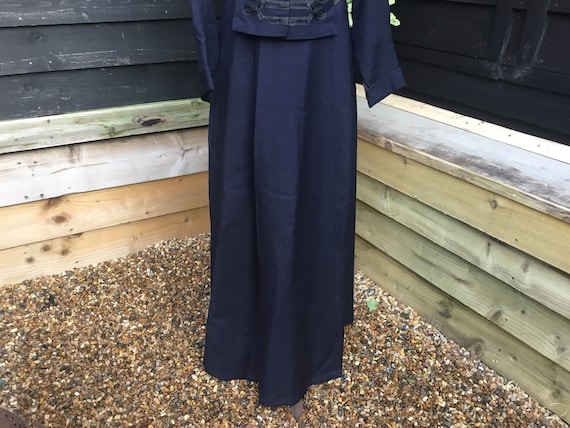 Edwardian 1910s dark blue heavy wool skirt Silk li