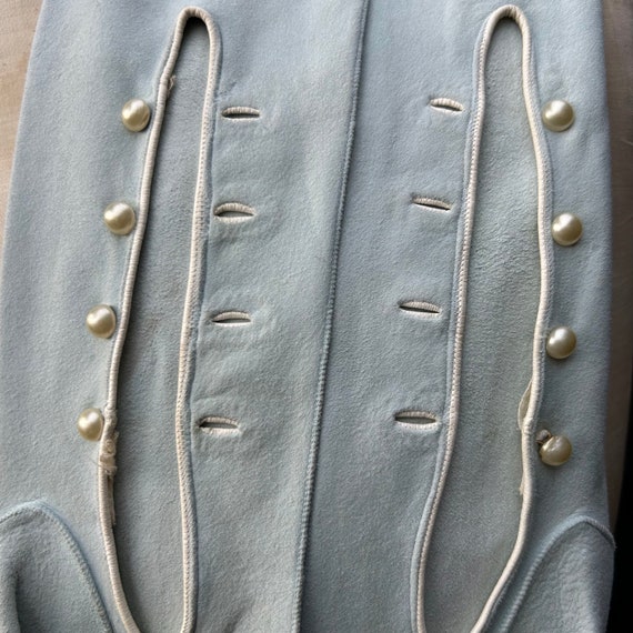 Vintage fine long pale blue kid leather opera glo… - image 1