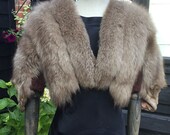 Vintage Art Deco fox fur bolero with brown astrakhan detailing fox fur stole