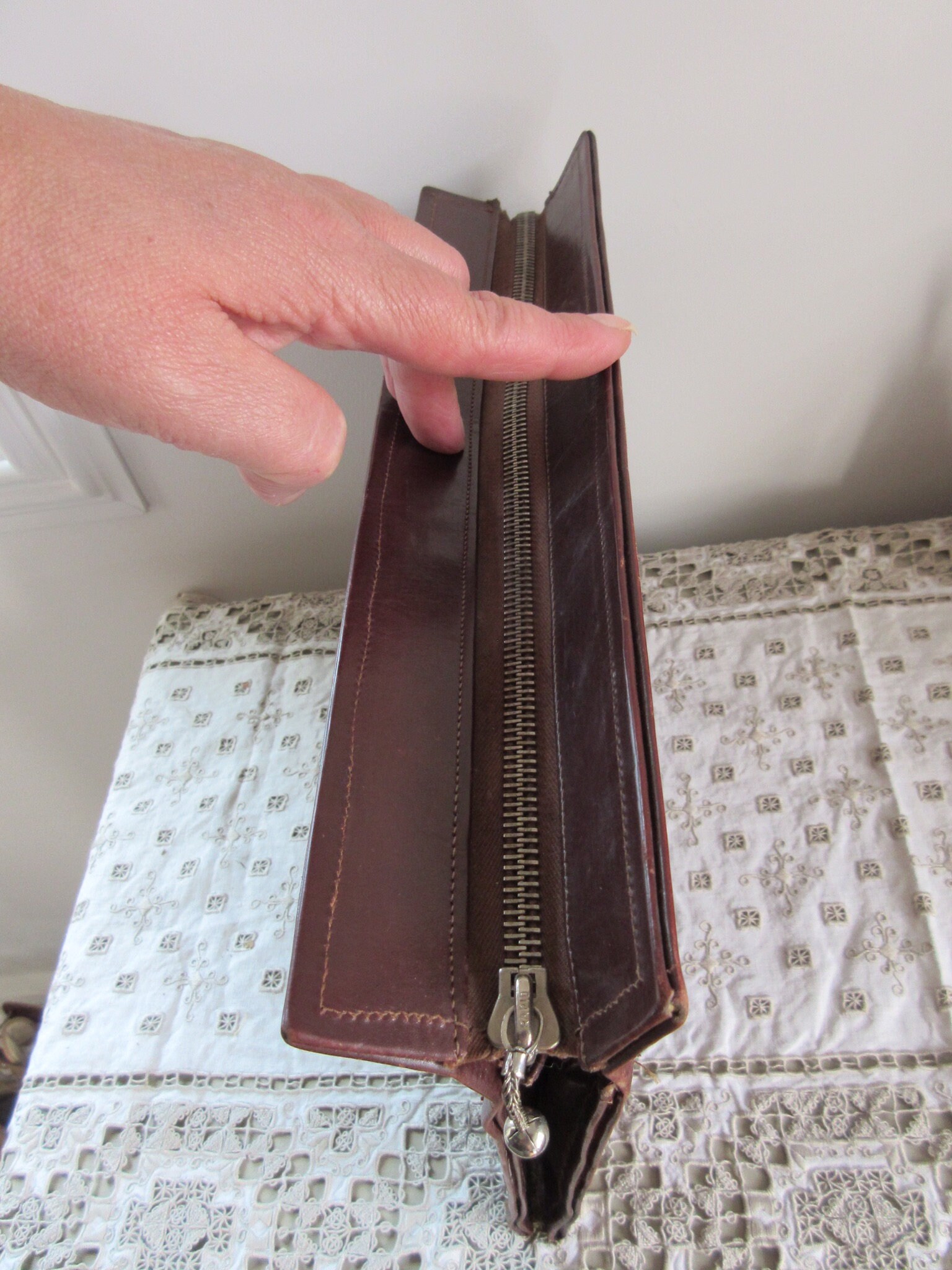 Vintage 40s 50s brown leather clutch bag with handle on the | Etsy