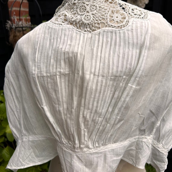 Antique corset cover blouse white cotton lace ver… - image 9