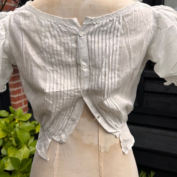 Antique corset cover blouse white cotton lace ver… - image 8