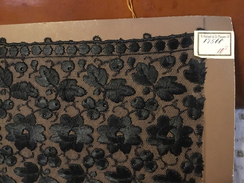 Original Antique Victorian Edwardian Black lace salesman sample card R Plauen German Ketzel /& Co.