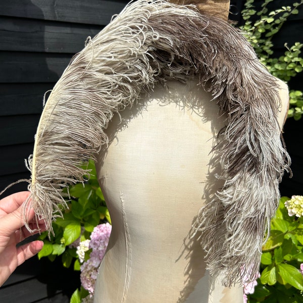 Antique large natural ostrich feather hat feather millinery or beautiful as a display 75cm long