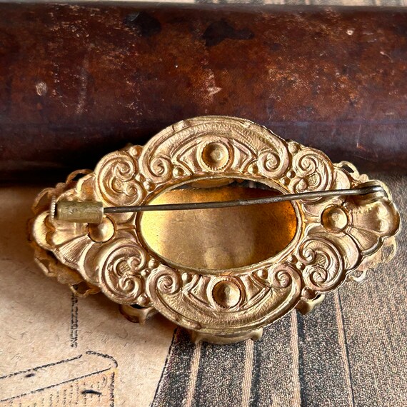 Antique Victorian brooch citrine paste brooch orn… - image 3