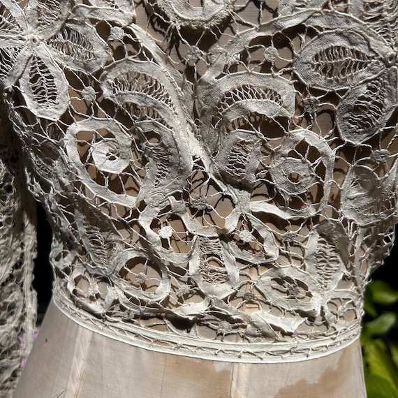Antique Edwardian lace jacket hand worked ivory t… - image 2
