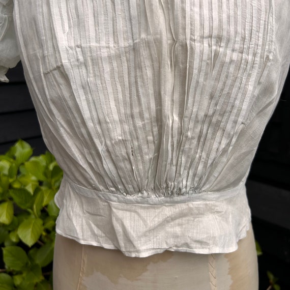 Antique corset cover blouse white cotton lace ver… - image 7