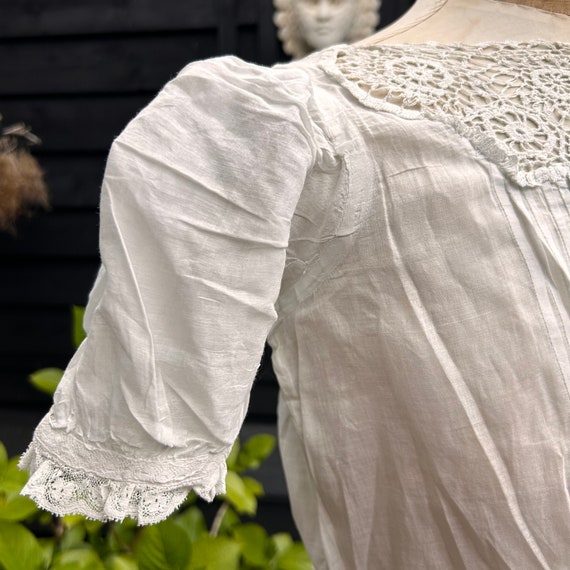 Antique corset cover blouse white cotton lace ver… - image 5