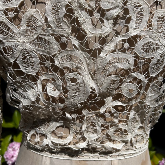 Antique Edwardian lace jacket hand worked ivory t… - image 8