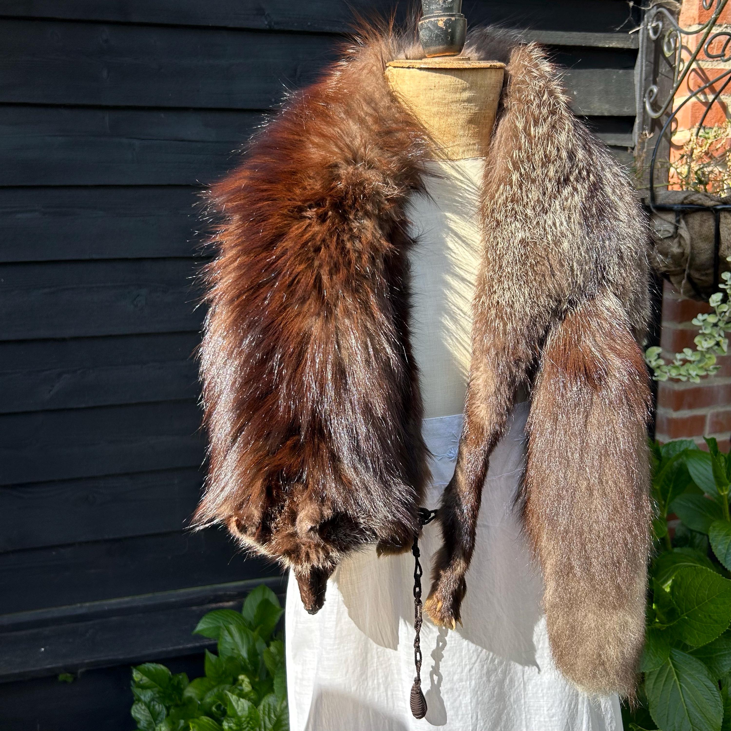 小物 wandmee fox fur stole Wisdom Black Mink Stole with Silver Fox Fur Trim: FurHatWorld.com