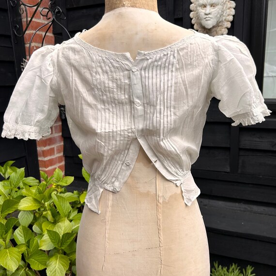 Antique corset cover blouse white cotton lace ver… - image 2