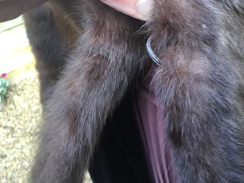 Vintage fur cape with arm slits 1950s from Brahams Norwich horizontal seaming