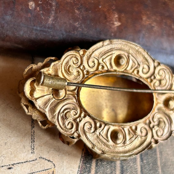 Antique Victorian brooch citrine paste brooch orn… - image 5