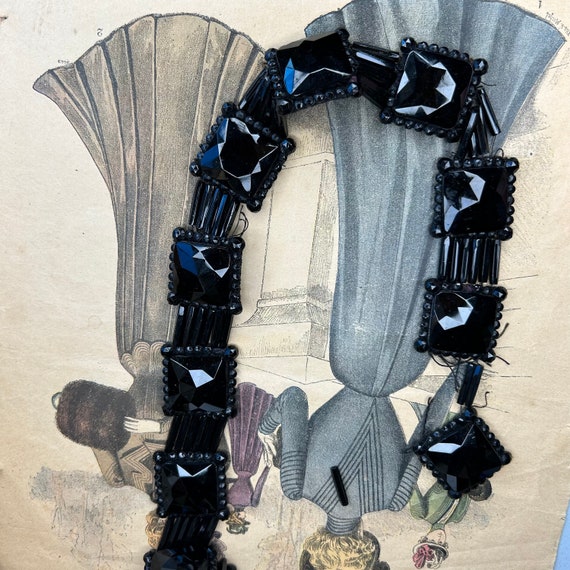 Antique black glass bead belt Victorian Edwardian… - image 10