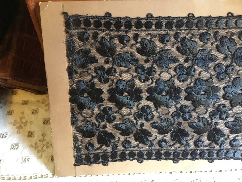 Original Antique Victorian Edwardian Black lace salesman sample card R Plauen German Ketzel /& Co.