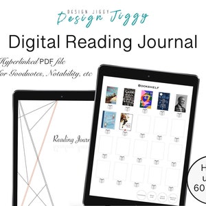 Digital Reading Journal | Design Jiggy Studios|Digital Reading Planner |Digital Planner |Goodnotes |Reading Log |Book Review |Reading Review