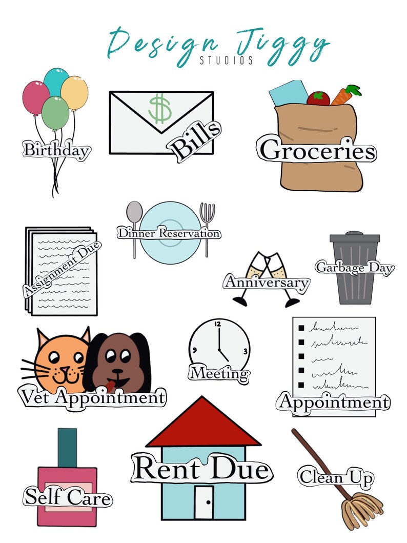 Daily Routine Digital Stickers by Design Jiggy Studios - Etsy Australia
