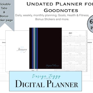 Digital Planner created by Design Jiggy Studios | iPad Planner | Goodnotes Planner | Portrait | 2021 | Digital Planner | Undated | Blue