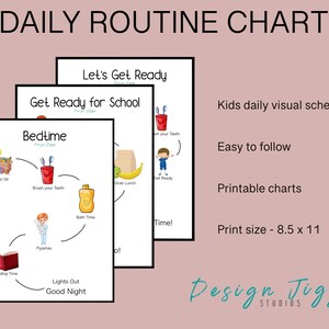 Kids Daily Routine Chart| Daily morning school and bedtime routine | Printable Chart | PDF |  kids routine chart | Kids visual schedule