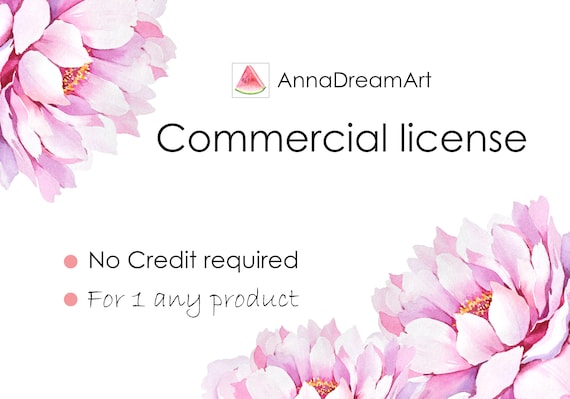 NO Credit required 5 products The Commercial License for small business Digital Download Printable Watercolor Clipart