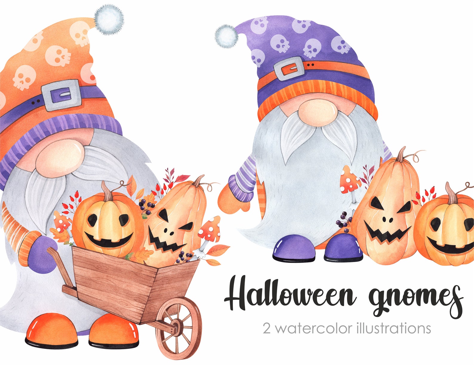 Halloween gnomes clipart Cute gnome watercolor clipart afbeelding 0.