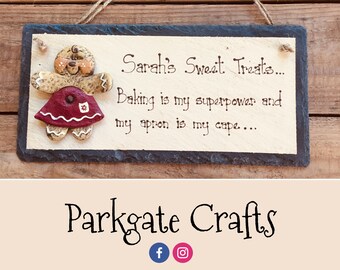 Slate Kitchen Sign with Gingerbread Baker - Sweet Treats - Personalise your own!