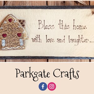 Bless this house with love and laughter - Slate Home Hanging Sign - Personalise your own!
