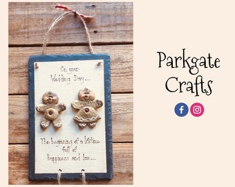 On your wedding day... - Slate Couple Hanging Sign - Personalise your own!