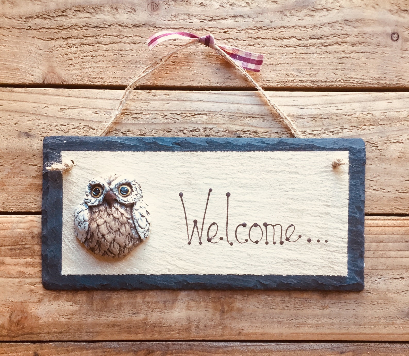 Owl Slate Hanging Sign Personalise Your Own Etsy