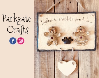 Together is a wonderful place to be... - Slate Couple Hanging Sign - Personalise your own!