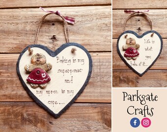 Baking 6&quot; Slate Hanging Heart - Personalise your own!