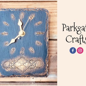 Gold Gilt Celtic Design Small Hanging Slate Clock - Personalise your own!